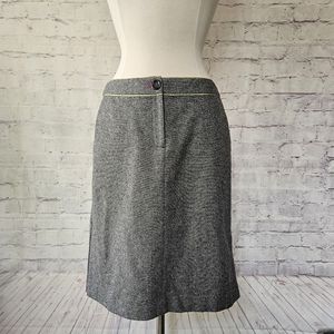 Sigrid Olsen Black White Herringbone Wool Blend Skirt 8